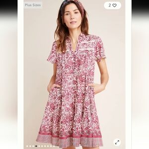 Anthropologie Tiered Cotton Mini Dress